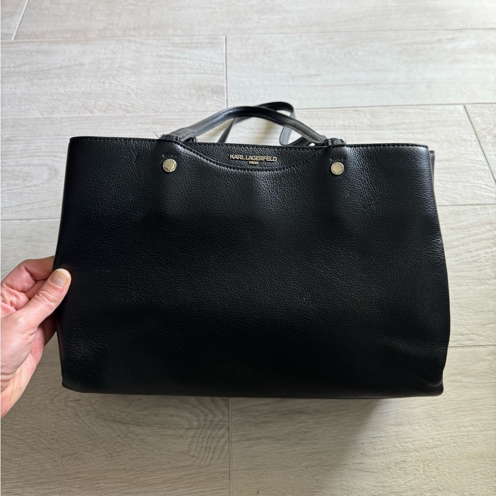 Karl Lagerfeld Paris Black leather tote bag